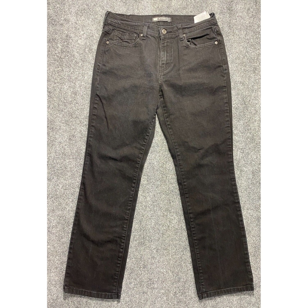 Levis 505 Straight Leg Jeans Womens 10 M Black Stretch Mid Rise Denim Pants